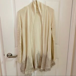 Anthropologie Cream Fringe Cardigan